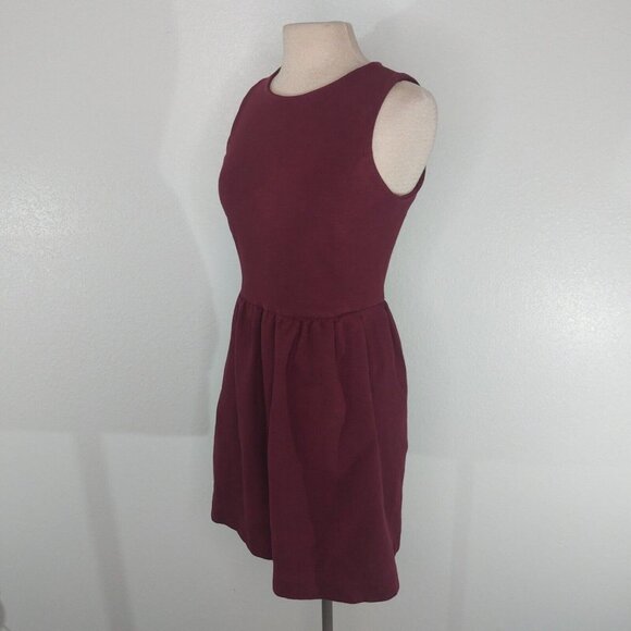 J Crew Womens Small Knit Daybreak Dress Round Neck Back Zip Sleeveless Burgundy - Picture 2 of 12